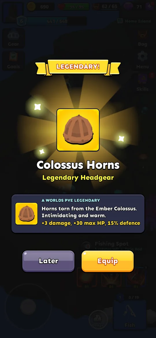 Colossus Horns legendary discovery